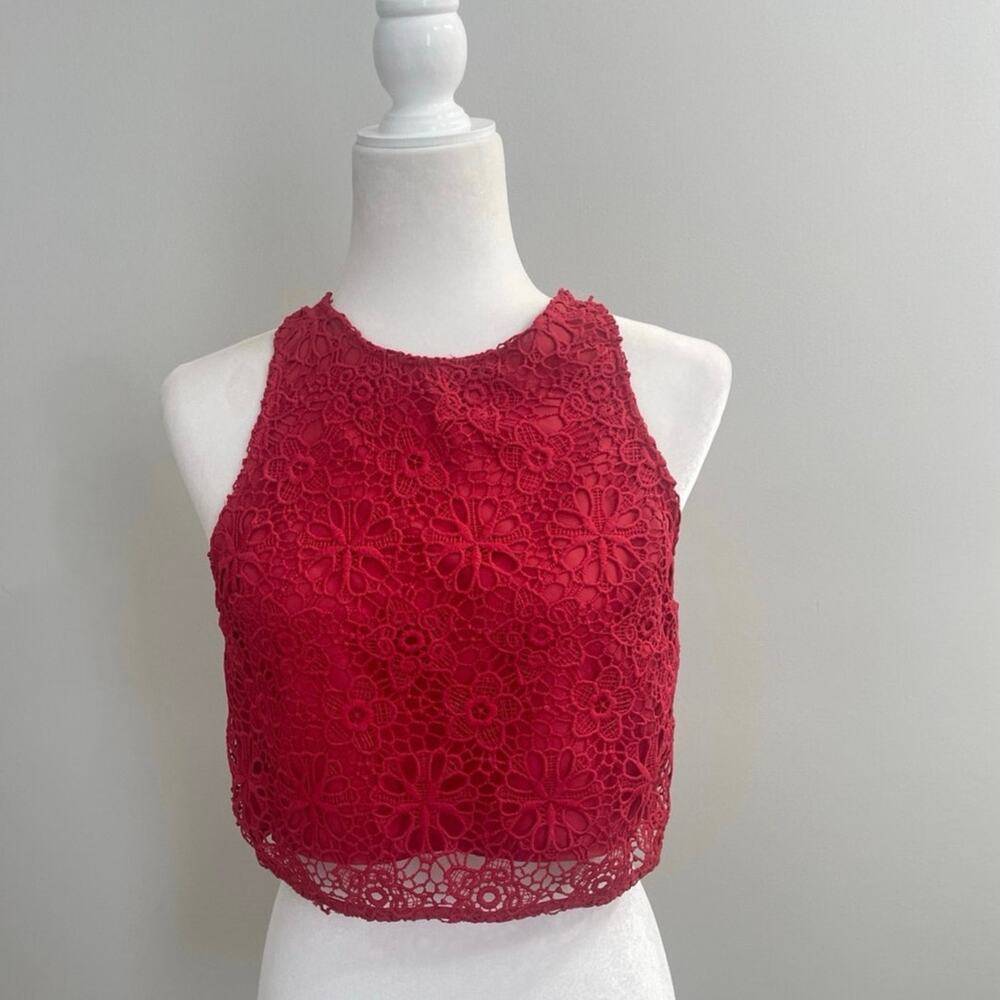 Hollister Red Lace Crop Top Sz Small  Y2K Coquette- Fairycore Floral Tank